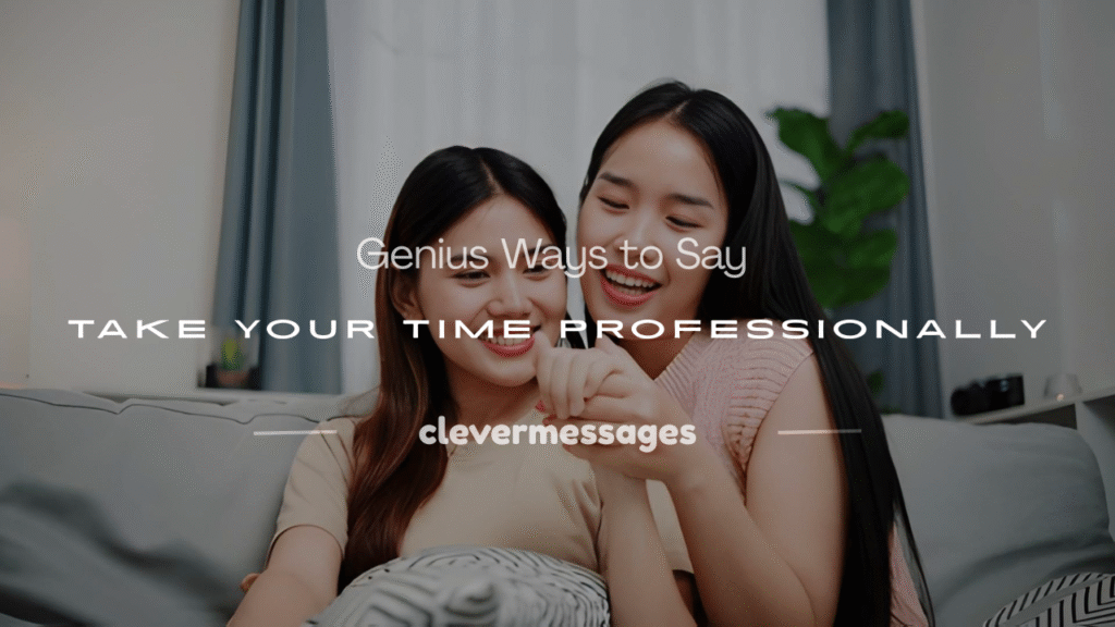 how to say take your time professionally